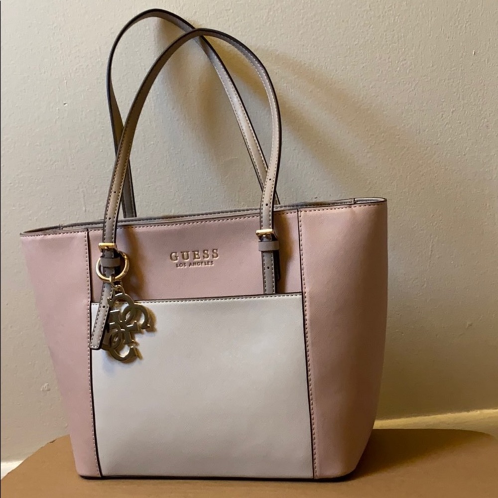 Guess pink and beige handbag